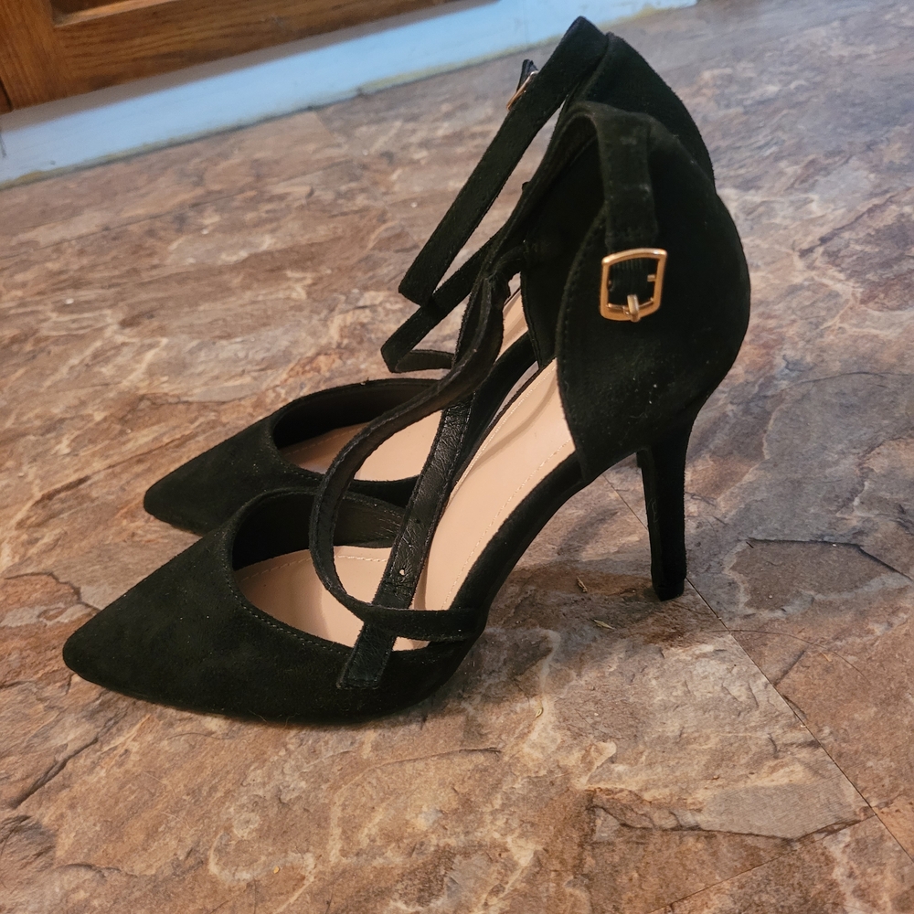 Elegant Black Suede Women's Heels